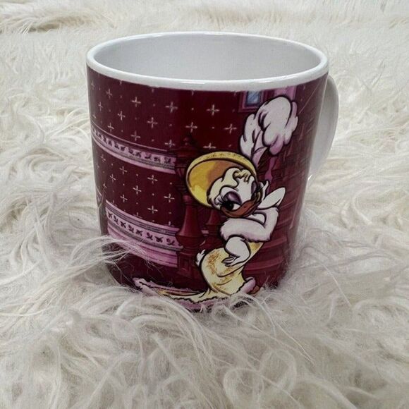 Vintage Walt Disney Mug Fancy Donald And Daisy Duck Applause Mug Maroon & White - Picture 7 of 9